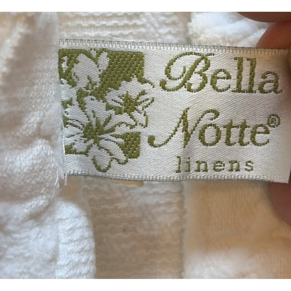 Bella Notte Adele Pillow Sham Set of 3 Ivory Cotton Matelasse Button Back